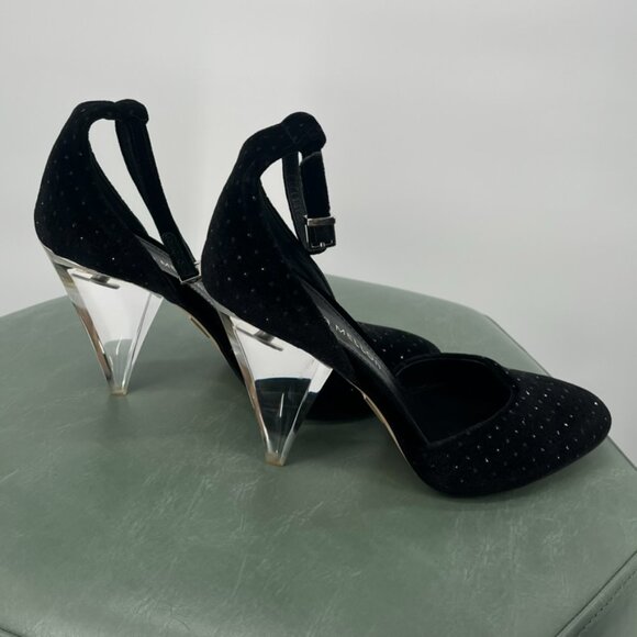 Tamara Mellon Black Velvet Heels with Acrylic Heel size 37.5 - Picture 8 of 9